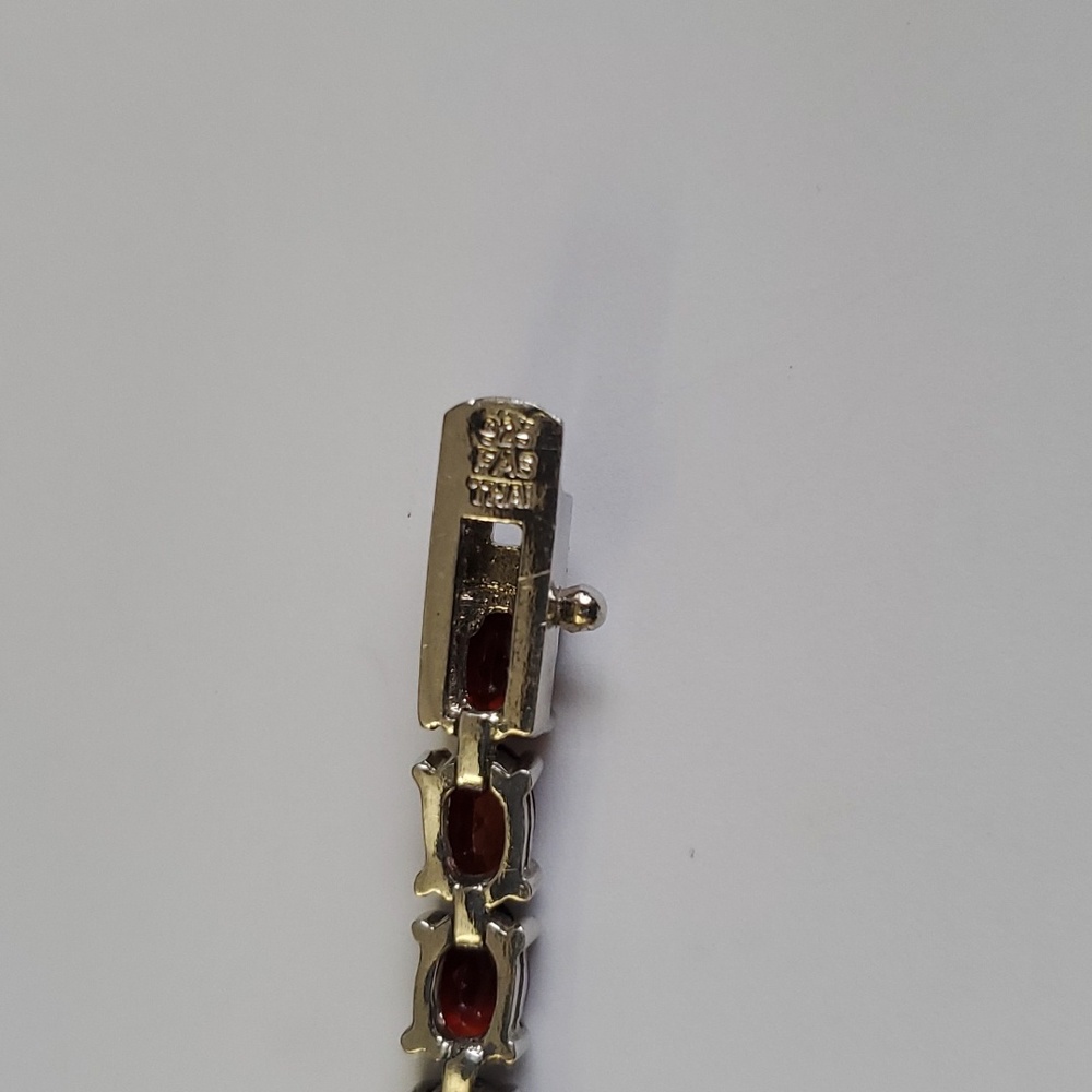 Sterling Silver 925 Deep Garnet Tennis Bracelet - Picture 3 of 10